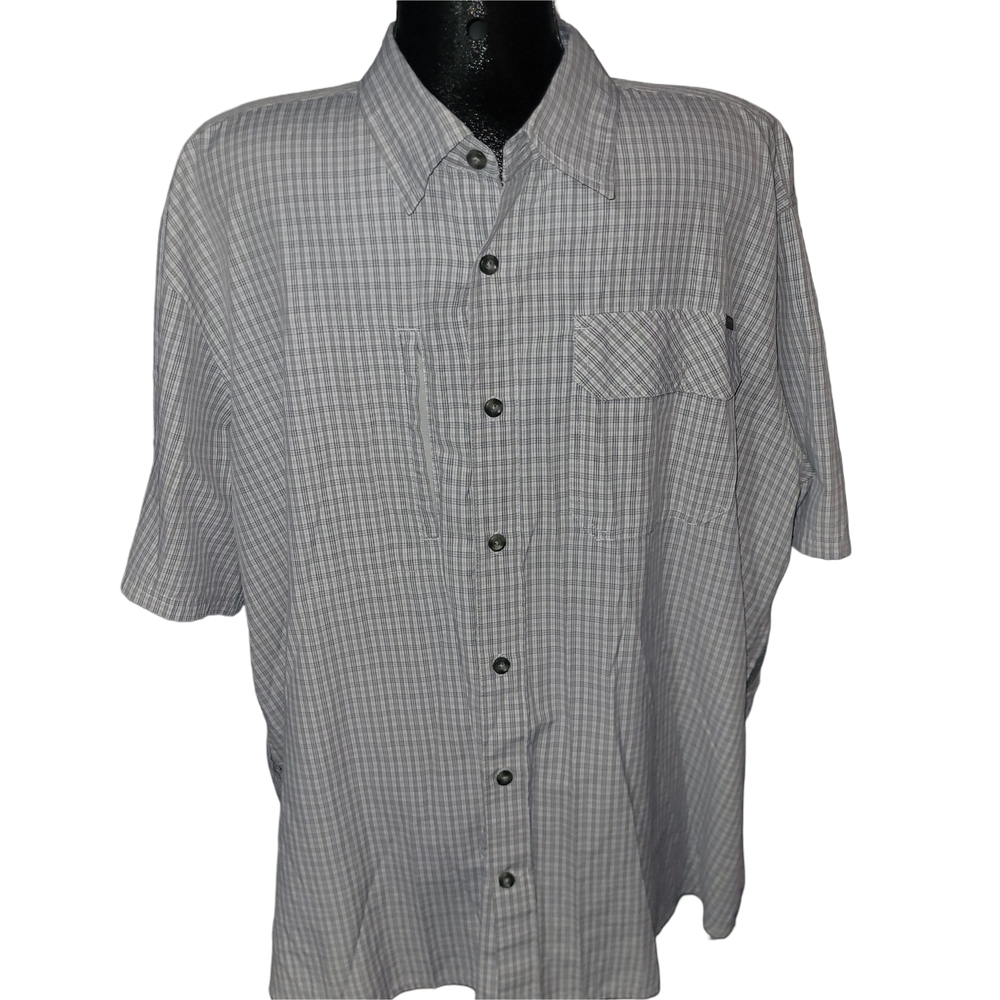 Eddie Bauer Men's Travex Gray Checkered Short Sleeve Outdoor Shirt Size 2XL